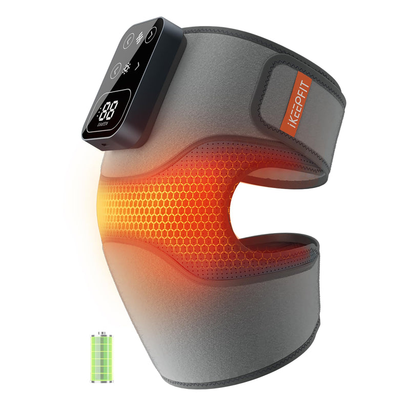 Cordless Knee Massager with Heat Vibration for Pain Relief, MAXwarm 4.0[2026 Upgraded] - Electric Heated Knee Brace with 5 Heat Levels and 3 Massage Mode, Gifts for Men Women (Grey, Single) Grey(single) - BeesActive Australia
