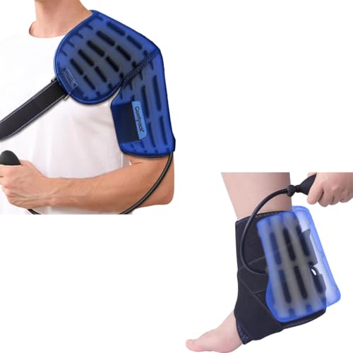 Comfpack Compression Ankle Ice Pack Wrap for Sprain & Shoulder Ice Pack with Compression for Rotator Cuff Cold Therapy