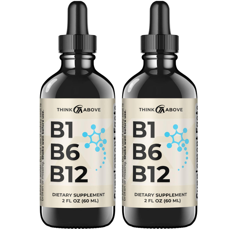 Think Above B1 B6 B12 Vitamin Liquid Drops - Nerve, Energy, Brain Support Supplement - Fruity-Like Flavor - Methylcobalamin, Thiamine, Pyridoxine (2) 2