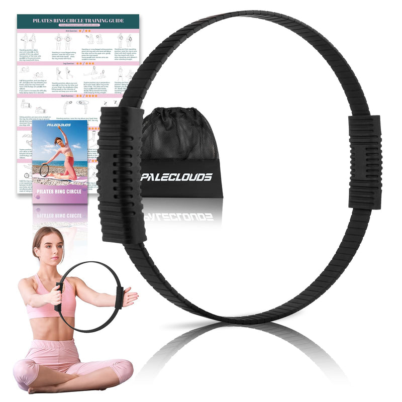 Pilates Ring, 13.5"/12" Silicone Magic Circle with Training Poster & Portable Bag, Pilates Ring Circle for Inner Thigh Workout, Yoga, Lose Weight & Physical Therapy for Women 13.5" Black