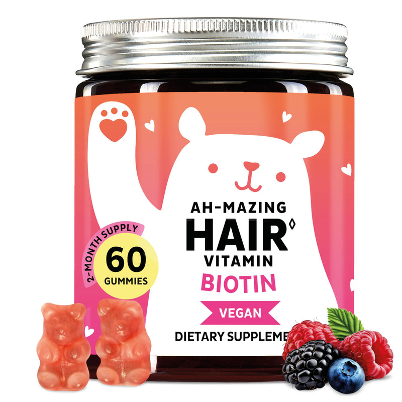 Bears with Benefits Biotin 5,000 mcg Hair Growth Gummies | Complete beauty formula with Vitamins C & E, Zinc and Iodine to support healthy hair, glowing skin and stronger nails. 60 Count (Pack of 1)