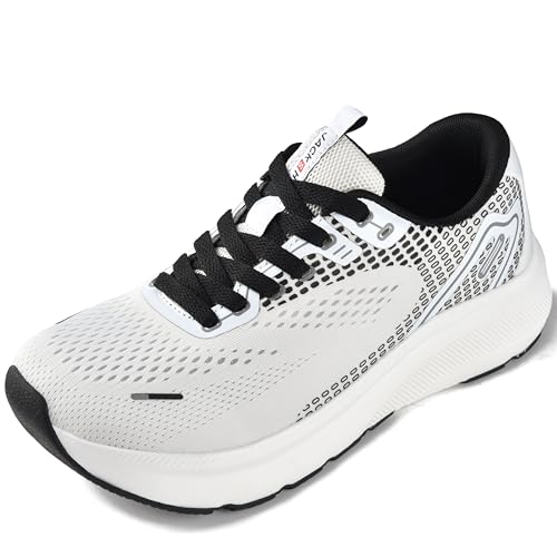 JACKSHIBO Wide Toe Box Shoes Women Orthopedic Plantar Fasciitis Sneakers 9.5 Wide Wide Sneaker White