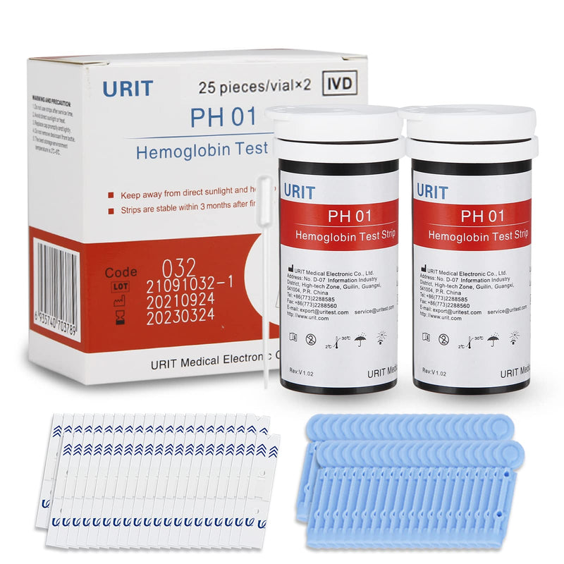 50 Hemoglobin Test Strips for URIT Hemoglobin Test Meter (Meter is not Include), Easy for Home Use, 50 Test Strips Total with 50 Lacets. - BeesActive Australia