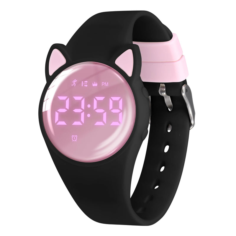 Kids Digital Watches for Girls Boys, Sports Watch with Fitness Tracker, Pedometer, Alarm Clocks, Stopwatch, No App Needed & Waterproof Kids Watch, Gift for Teens Girls Boys Ages 5-14 T6F-DJ-BlackPink-Y - BeesActive Australia