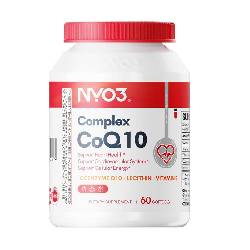 NYO3 CoQ10 200mg with Lecithin and Vitamins E, Ultra High Absorption, Antioxidant for Energy Production, High Coenzyme Q10 Content, Gluten Free, Non-GMO, 60 Days Supply 60 count(200mg)