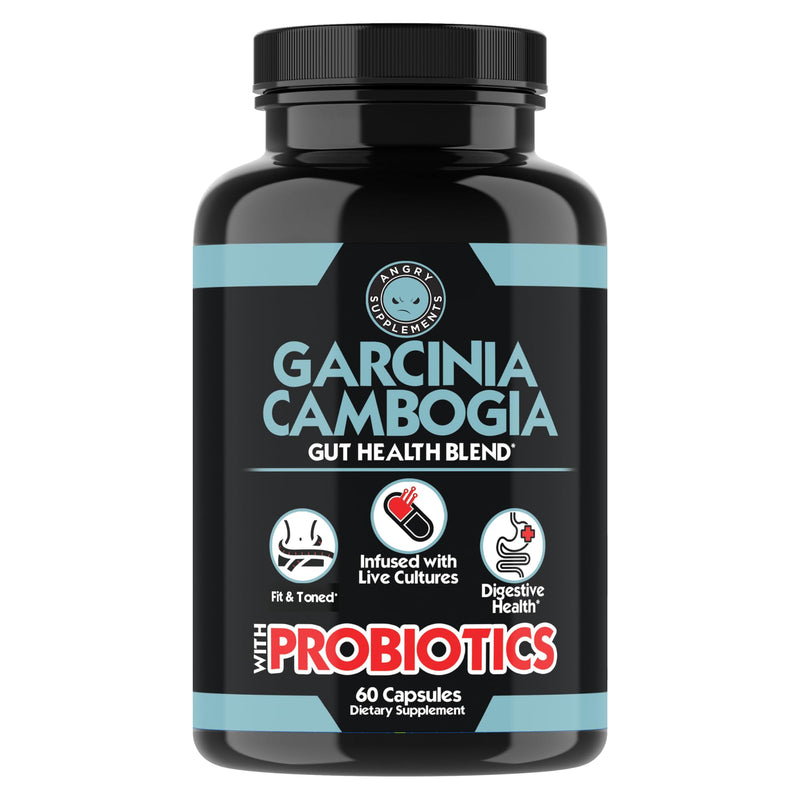 Angry Supplements Garcinia Cambogia with Probiotics, Gut Health Multivitamin w. Vitamins A, C, D, E, K, B2, Zinc, Selenium, Copper, Chromium + Herbal Blend Capsules (1-Bottle, 60ct) 60 Count (Pack of 1)