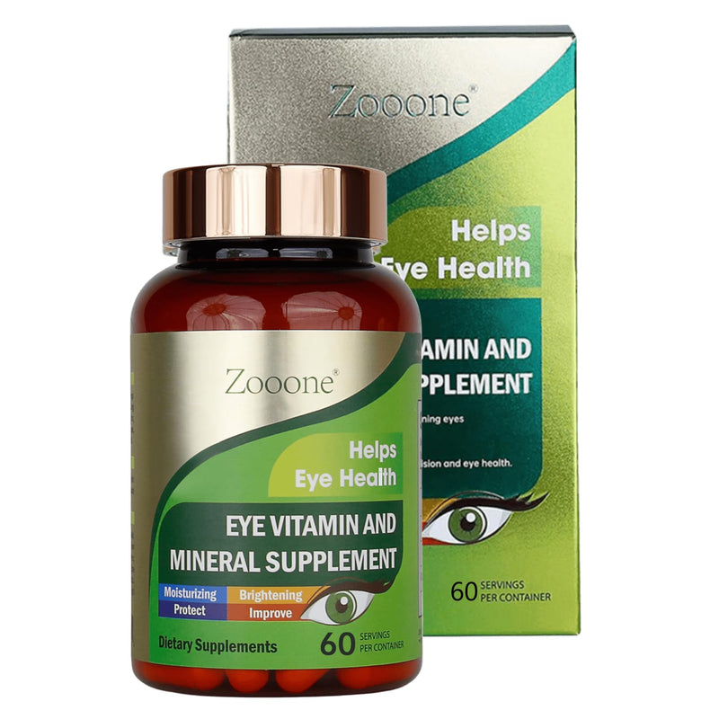 zooone- 60pcs Lutein Eye Vitamins Supplement Nutritional Supplement for Macular Health & Dry Eye Support, Contains Lutein, Zinc, Vitamins C/E & Zeaxanthin 60 Count (Pack of 1)