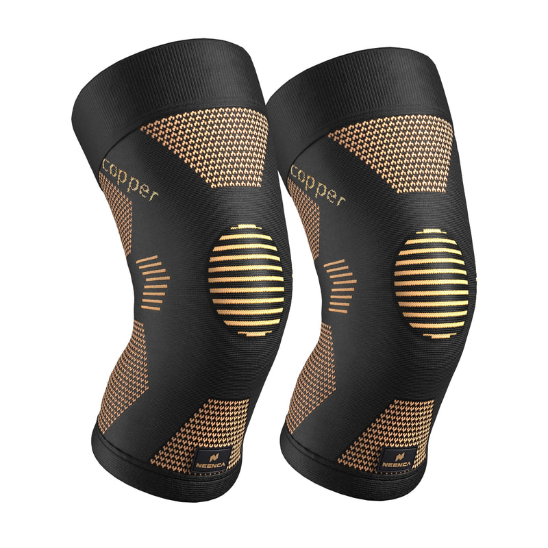 NEENCA Copper Knee Brace for Women and Men, Knee Compression Sleeve for Knee Pain, Arthritis, ACL, Meniscus Tear, Joint Pain Relief, Knee Support for Running, Working Out, Fitness, Weightlifting -Pair Large High Copper-Pair