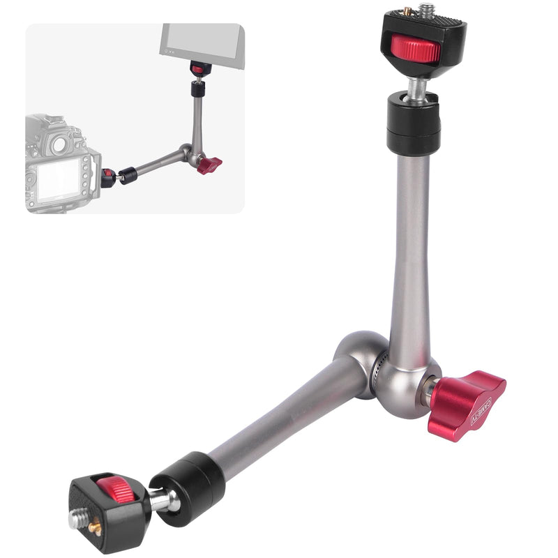Came-TV 11" Articulating Magic Arm Camera Mount with 360° Ball Heads & 1/4 Screws & Locating Pins, Aluminum Camera Magic Arm Articulating Arm for Monitor Video Light Camera Cage Rig (64002) 11" Magic Arm