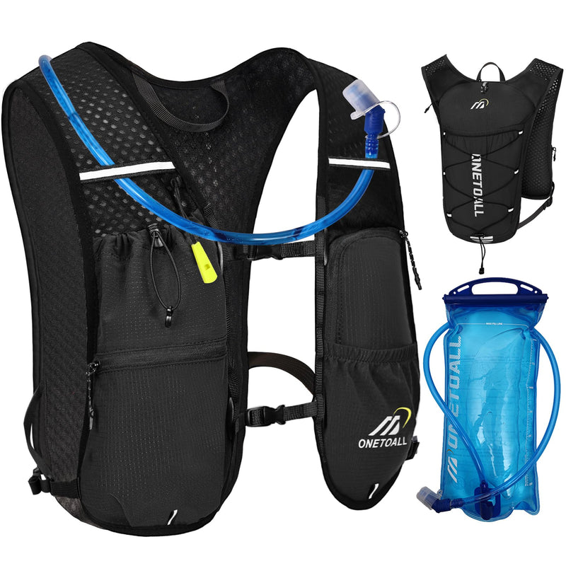 Running Vest for Women & Men, 6L Hydration Backpack with 2L Water Bladder, Lightweight Water Backpack for Trail Running, Marathon, Hiking, Cycling, Jogging, Adjustable Fit Black Vest with 2L Bladder - BeesActive Australia