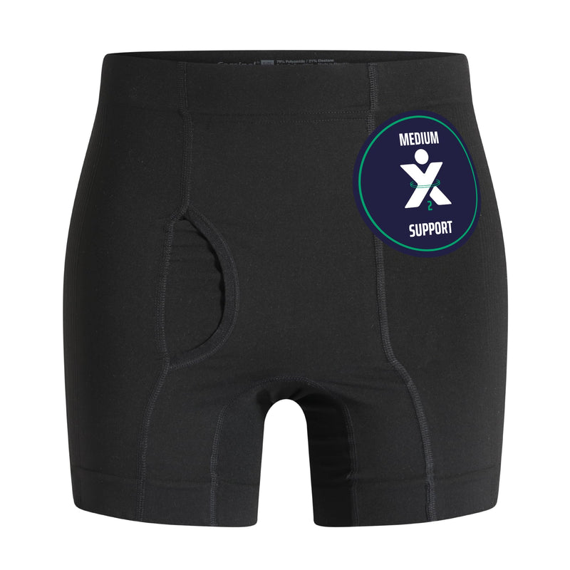 Regular Male Boxer Low for Medium Ostomy and Hernia Support (Black, XL) | Seamless Ostomy & Hernia Briefs for Men | Comfortable Ostomy & Hernia Support Underwear | Colostomy Support Garment