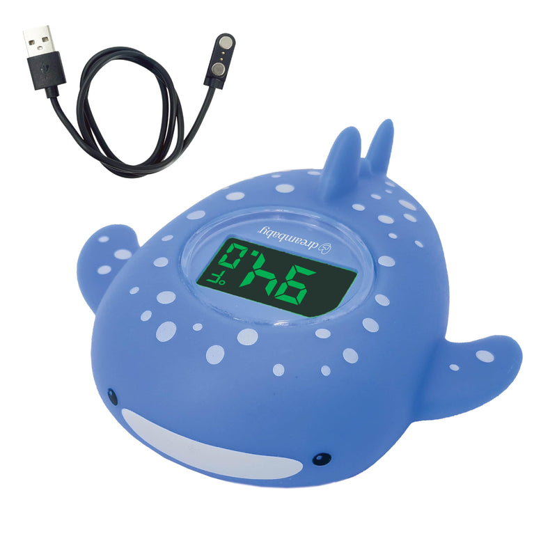 Dreambaby Whale Shark USB Rechargeable Baby Bath Thermometer - Instant Read, Digital Room and Baby Bathtub Water Fun Floating Toy - Newborn Must-Have - BeesActive Australia