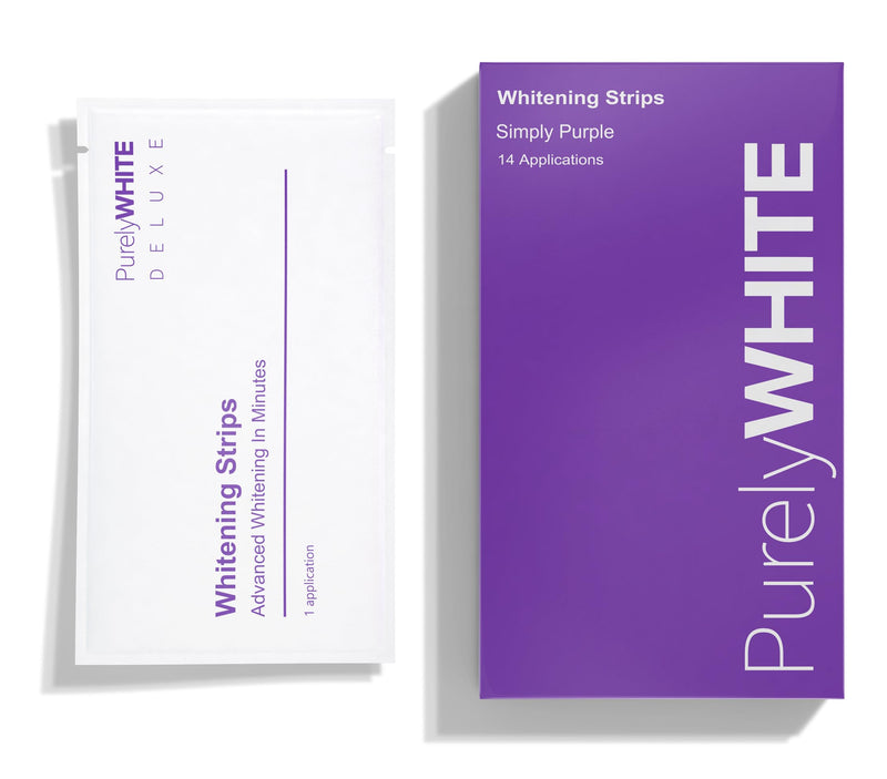 PurelyWHITE | Purple Whitening Strips | Teeth Whitener, Peroxide-Free, Enamel Safe, Deep Stains Removal - Flouride-Free Teeth Whitening (28 Strips)
