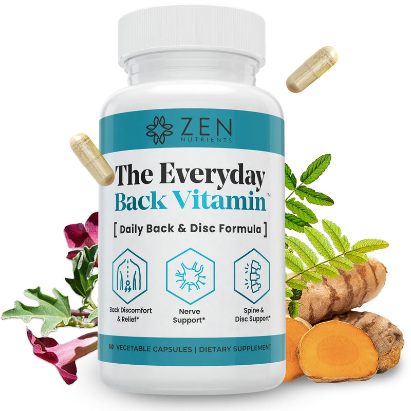 Zen Nutrients The Everyday Back Vitamin for Lower Back Relief & Nerve Function Support Supplement - Back, Disc and Nerve Relief with Alpha Lipoic Acid, Turmeric & Glucosamine (60 Capsules)