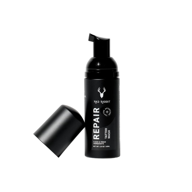 Mad Rabbit Tattoo Aftercare Soap - Tattoo Soap for New Tattoo - Fragrance Free Tattoo Foam Wash - Unscented Tattoo Cleaner Made with Clean + Vegan Ingredients, 2oz