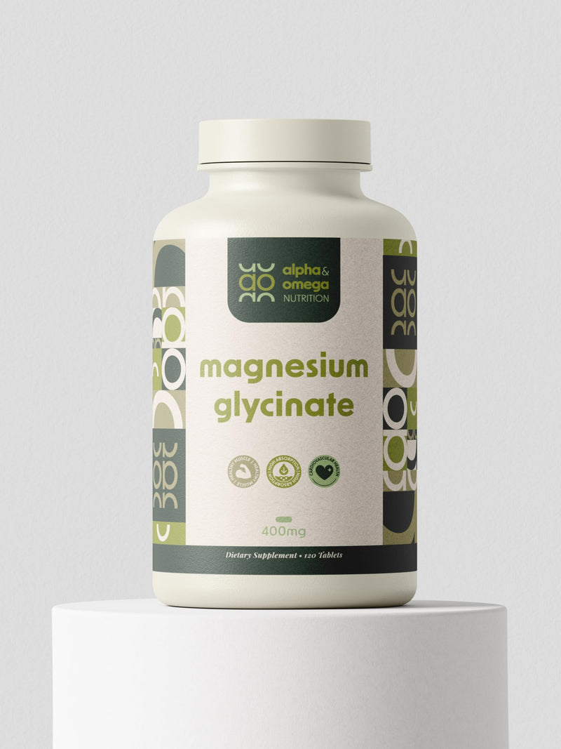 Magnesium Glycinate 400mg – High Absorption Magnesium Supplement for Sleep, Stress Relief, Muscle & Heart Health – Non-GMO, Gluten Free – 120 Tablets (2 Month Supply) – Alpha & Omega Nutrition