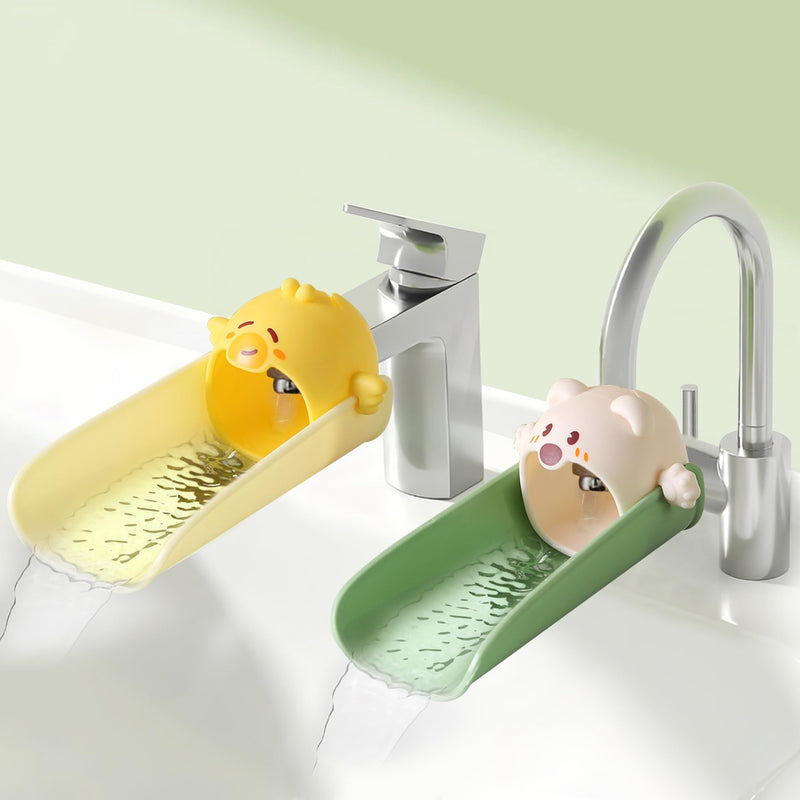 2 Pack Faucet Extender for Toddlers, PANIMOSI Kids Sink Extender for Bathroom, Kitchen, BPA Free, Baby Hand Washing Water Spout Extender Fits Standard and Gooseneck Faucet Yellow+Green