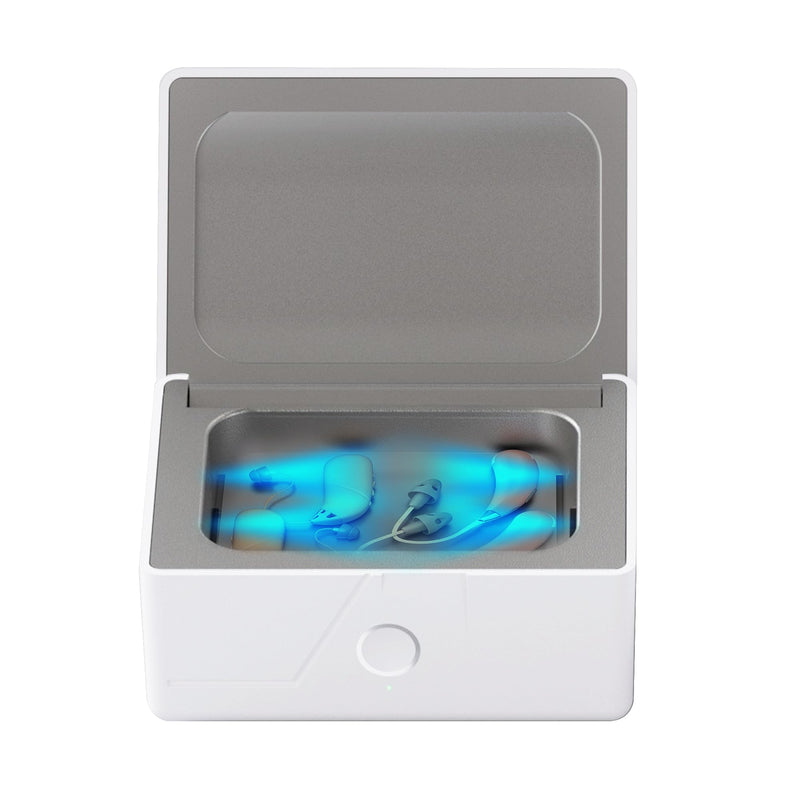 Hearing Aid Dryer, World's Fastest Dehumidifier for Hearing Aids Amplifier, UV-C Ultraviolet Light Cleaner Box, 30-min Quick Dry Ultra-Silent Portable for Seniors Adults