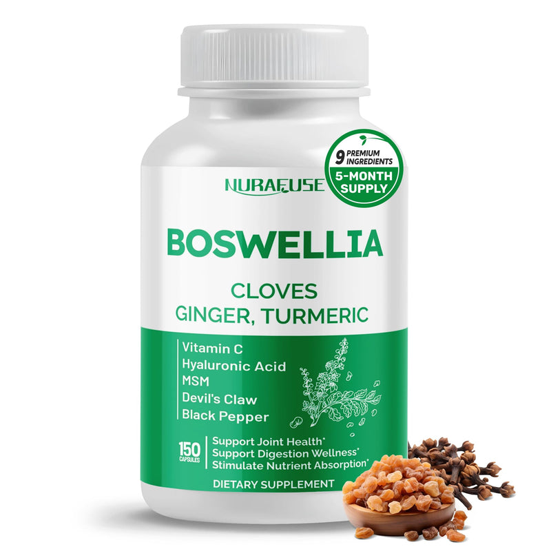 Boswellia with Cloves, Ginger, Turmeric, Vitamin C, Hyaluronic Acid, MSM, Devil's Claw ‚Äì Supports Joint Health, Digestive Wellness* & Nutrient Absorption* ‚Äì Made in The USA 150 count (pack of 1)