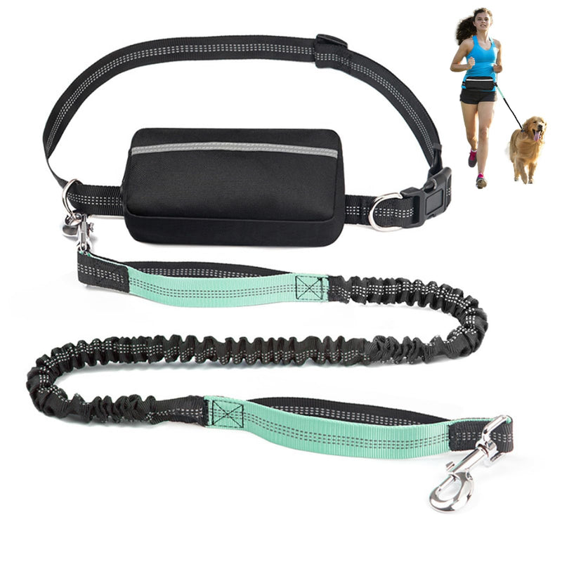Hands Free Dog Leash with Zipper Pouch, Reflective Retractable Bungee with Double Padded Handles, Adjustable Dog Waist Leash for Running Walking Hiking Jogging Biking(Large, 25-120 lbs) - BeesActive Australia