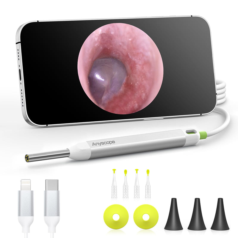 HD Digital Otoscope, Video Ear Scope Otoscope with Light, Ultra Clear View Ear Camera with Ear Wax Removal Tools, Compatible with iPhone and Android Devices (Silver) ﻿ Silver - BeesActive Australia