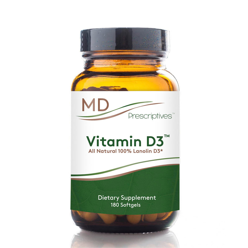 MD Prescriptives Vitamin D3 180 Gelcaps - Maximum Absorption for Strong Bones, Muscle & Immune Support, Non GMO Vegetarian Softgels, 125 mcg (5,000 IU)