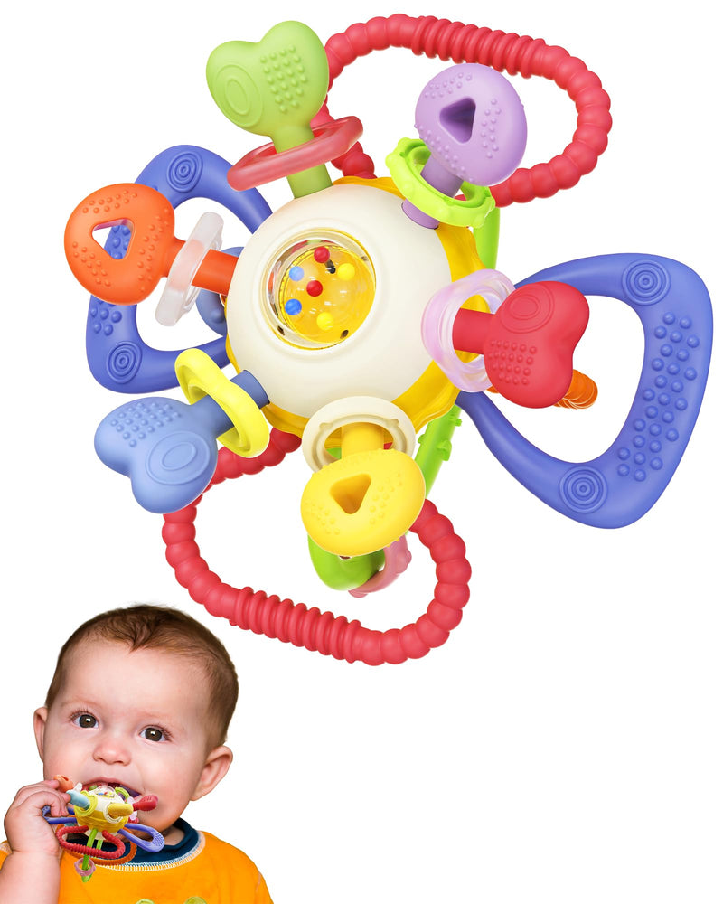 Baby Montessori Sensory Teething Toy ‚Äì Safe, Multi-Functional BPA-Free Silicone Teether Toy for Babies 0-12 Months ‚Äì Vibrant Rattle for Teething Relief & Fun Play ‚Äì Perfect Baby Toys for Boys & Girls - BeesActive Australia
