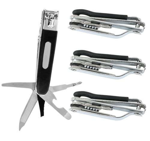 Iconikal 8-in-1 Toenail Clipper Multi Tool 4-Pack Rubber Grip 4.0