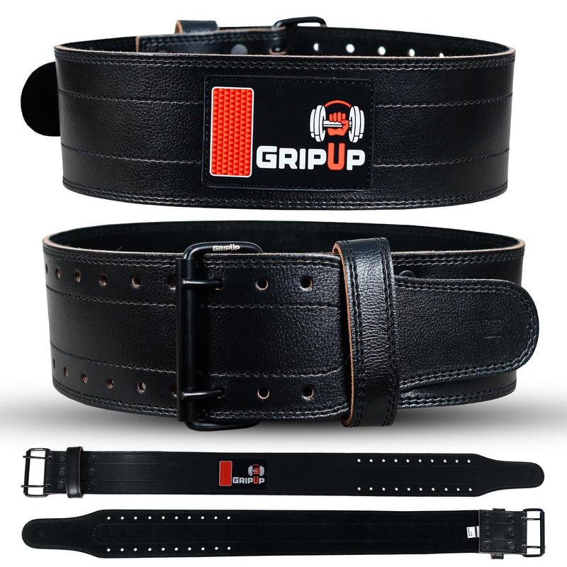 Weight lifting Belt 6mm Thick 100% Leather 4” Back Support Squats Fitness Gym Belt Powerlifting Bodybuilding Deadlifts Heavy Workouts & Cross Strength Training Weightlifting Men Women Black S