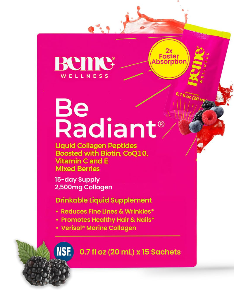 BeMe Glow – VERISOL Marine Collagen, Skin, Hair & Nails, Mixed Berry | 2,500mg per sachet + biotin | 15-day supply | No added sugar | Third-party tested