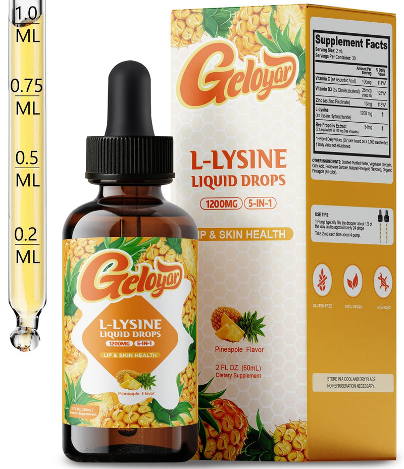 Kids Lysine Drops for Growth & Immune Support, Liquid L Lysine Supplement for Children & Adults, Supports Healthy Development, Tissue Repair, Skin Wellness & Daily Nutrition, Easy Absorption,60 mL