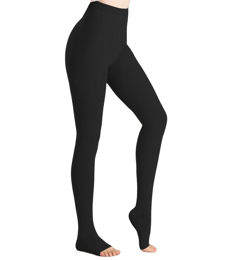 Medical Compression Pantyhose Stockings for Women & Men, 20-30mmHg Graduated Support Hose Tights,Opaque Waist High Compression Stockings & Leggings For Medical,Athletic,Travel Use Medium Open Toe Black