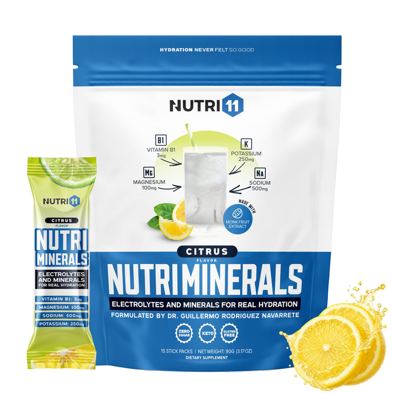 NUTRIMINERALS Hydration Electrolyte Powder Packets — Sugar-Free Electrolytes with Vitamin B1 & Pink Himalayan Salt | Sodium, Potassium & Magnesium for Energy, Recovery & Hydration | 15 Stick Packs Citrus 15 Sticks Pack