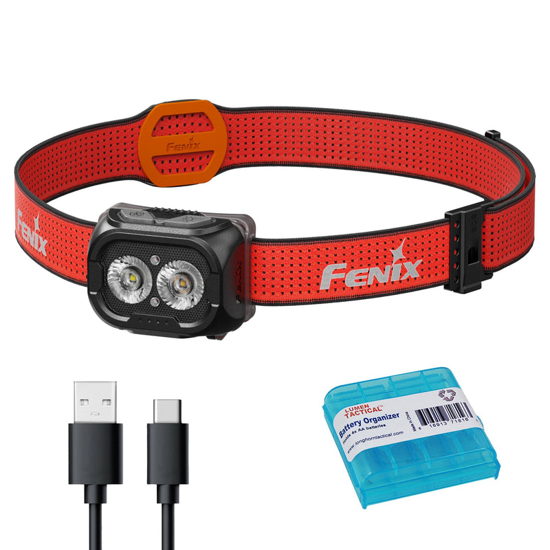 Fenix HL18R-T V2.0 800 Lumen Trail Running Headlamp, USB-C Rechargeable, White and Warm White Lights, Red Lights, Compatible with 3X AAA Batteries, (Black) Black - BeesActive Australia