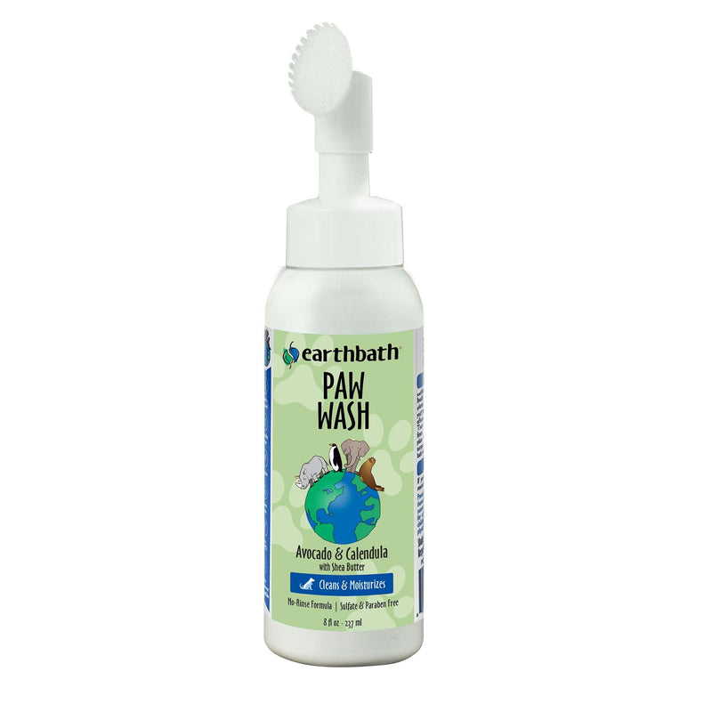 earthbath Paw Wash with Scrubber Brush - No Rinse Dog & Cat Paw Cleaner, Waterless Pet Foot Washer for Small, Medium, & Large Dogs, Helps Dry & Itchy Paws, Cruelty-Free - Avocado & Calendula, 8 fl oz