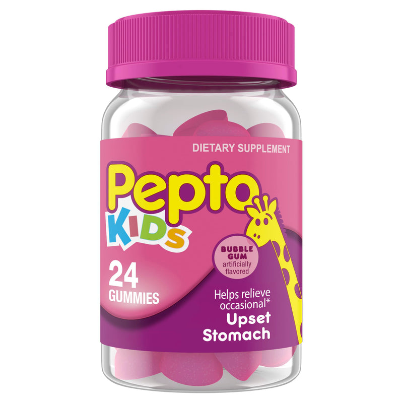 Pepto Kids Gummies, Helps Relieve Occasional Upset Stomach, Acid Indigestion, Sour Stomach and Heartburn, 24 Gummies 24 Count (Pack of 1)