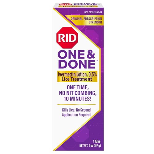 RID One & Done Ivermectin Lice Treatment, Prescription Strength, No Combing Ivermectin Lotion