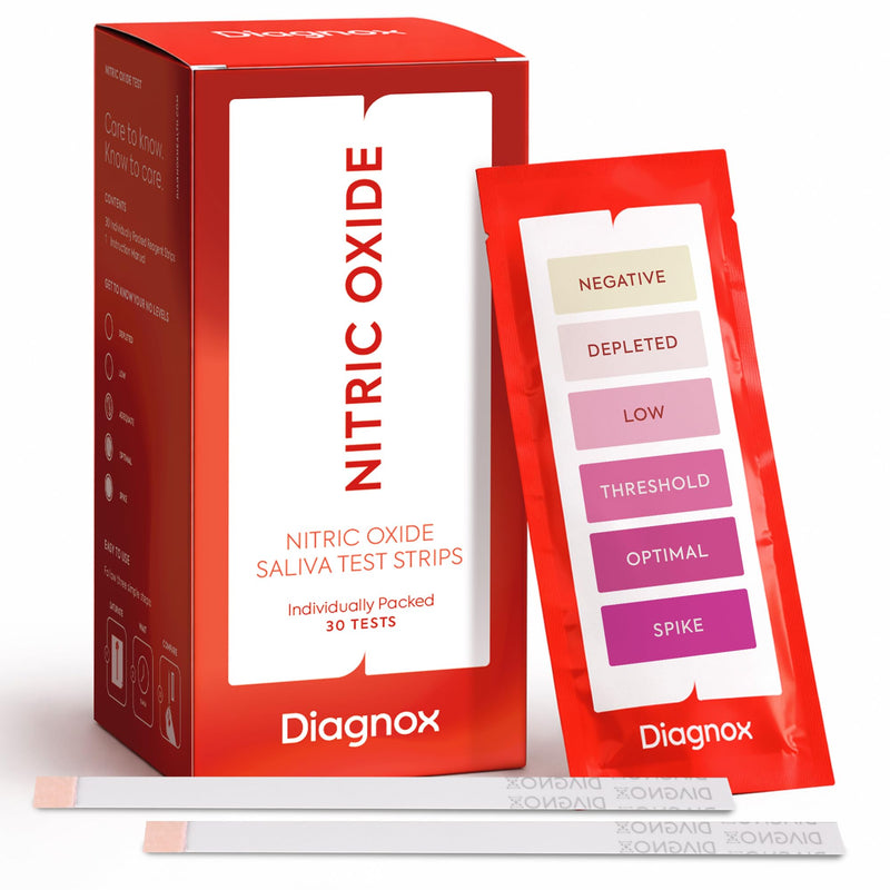 Diagnox Nitric Oxide Test Strips – Individually Packed Saliva Test - Nitric Oxide Indicator Strips for Wellness, Cardiovascular Health, Vitality, Performance & Men’s Health – 30 Tests 1 Count (Pack of 30) - BeesActive Australia
