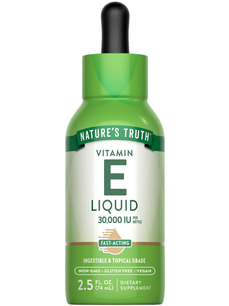 Nature's Truth Vitamin E Oil Supplement | 30,000 IU | 2.5 fl oz | Ingestible & Topical Grade for Skin | Vegan, Non-GMO & Gluten Free