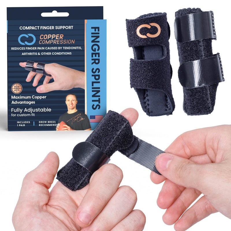 Copper Compression Finger Splints, Trigger Finger Brace for Arthritis, Tendonitis, Finger Locking, Sprains, and Pain Relief – Adjustable Copper Infused Splint with Comfortable Breathable Support – 2 Pack - BeesActive Australia