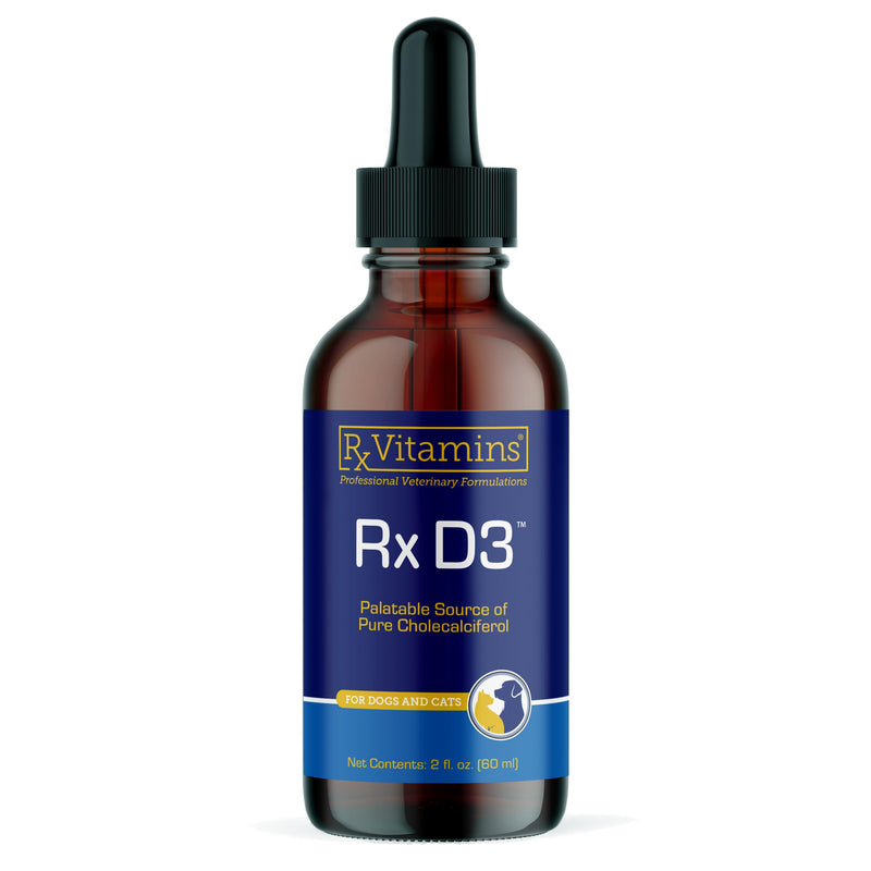 Rx Vitamins Rx D3 - Cat & Dog Vitamins Liquid D3 Drops in MCT Oil - Vitamin D for Dogs & Cats to Manage Deficiency - Aids in Dog Immune Support and Calcium Absorption - Pet Vitamin D3-2oz
