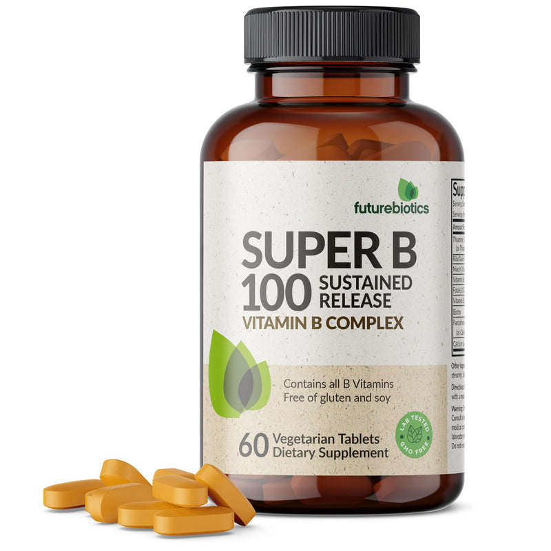 Futurebiotics Super B 100 Sustained Release Vitamin B Complex Non-GMO, 60 Vegetarian Tablets 60 Count (Pack of 1)