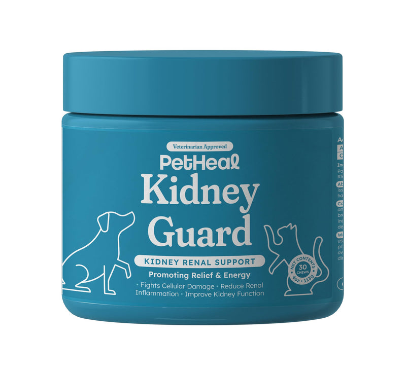 PetHeal Kidney Guard Chews for Dogs - Vet-Reviewed - Supports Renal Health & Energy with Astragalus, Cordyceps, Dong Quai & Rehmannia | Promotes Kidney Function & Detox | 30 Soft Chews, Pork Flavor