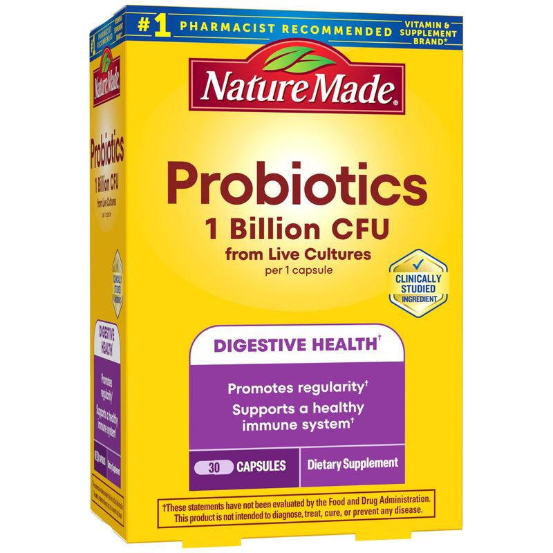 Nature Made Probiotics for Women and Men, 30 Probiotic Capsules | 1 Billion CFU from Live Cultures for Immune & Digestive Support, No Refrigeration Needed, 30 Day Supply 30 Count (Pack of 1)