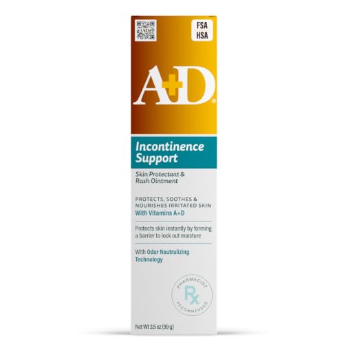 A+D Incontinence Support Skin Protectant & Rash Ointment – Treats & Prevents Incontinence Rash, Soothes Chafed Skin, Odor Neutralizing Technology - 3.5oz 3.5 Ounce (Pack of 1)