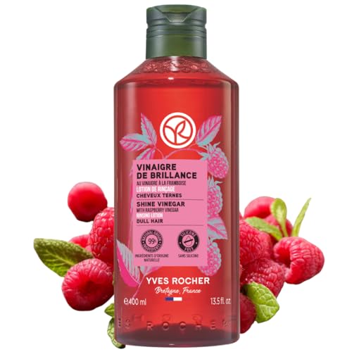 Yves Rocher Raspberry Vinegar Hair Rinse, Shine Rinsing Lotion for Color-Treated and Hard Water Hair Detox, Silicone-Free, Sulfate-Free, 99% Natural Origin, Vegan, Made in France (400 ml/13.6 fl oz)