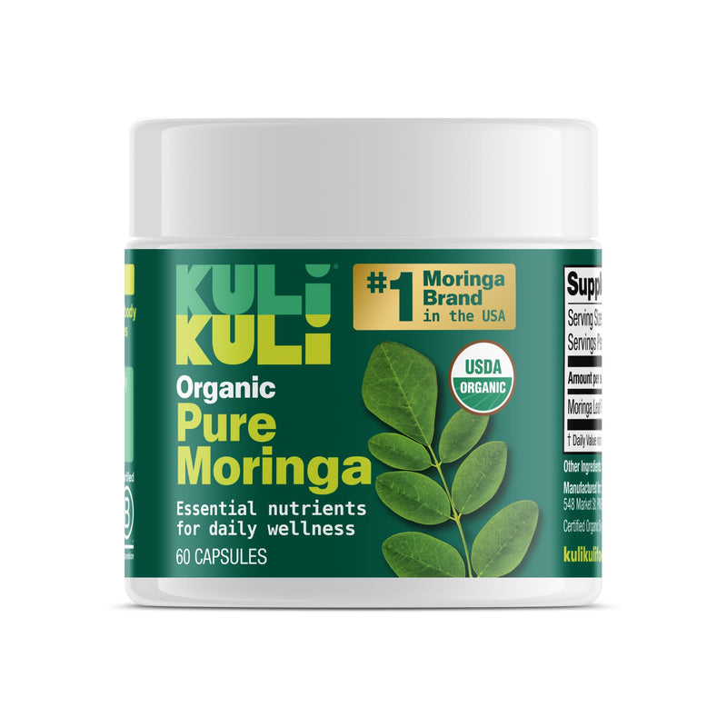 KULI KULI Organic Pure Moringa Capsules, 60 CT | Premium nutrient-dense moringa supplement delivers natural energy, vitality, and wellness support for everyday health 1 Count (Pack of 1)