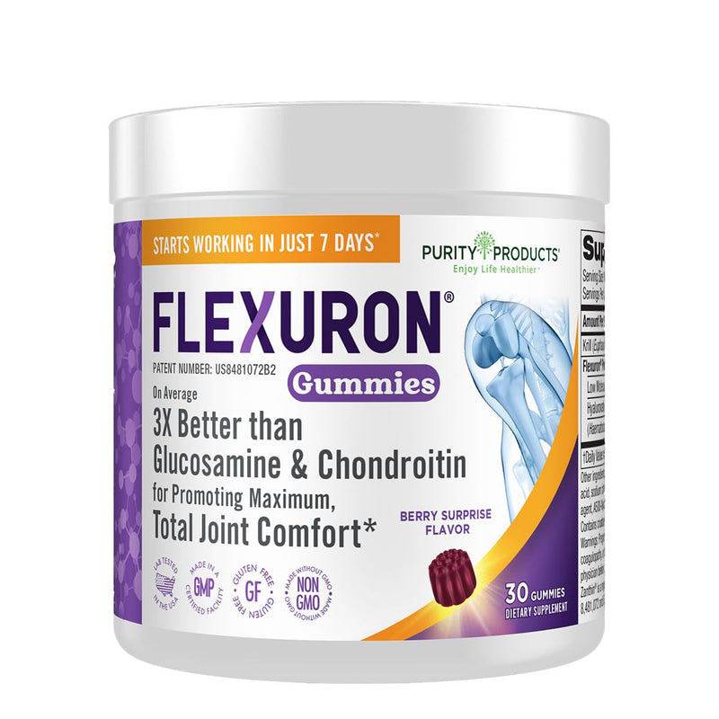 Purity Products Flexuron Gummies Joint Formula 3X Better Than Glucosamine and Chondroitin - Starts Working in just 7 Days - Krill Oil, Low Molecular Weight Hyaluronic Acid, Astaxanthin - 30 Ct (1) 1 - BeesActive Australia
