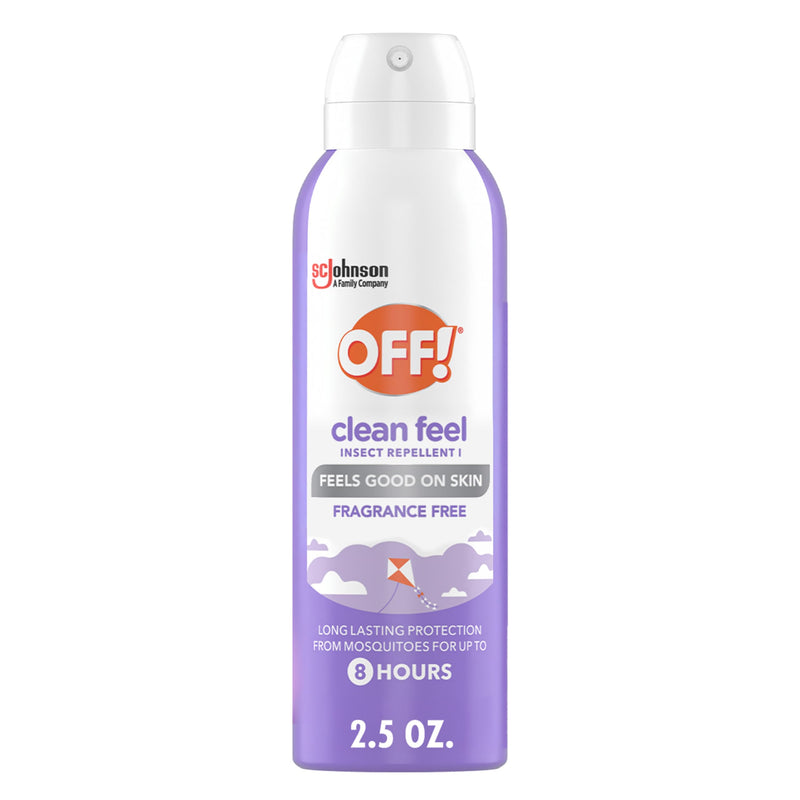 OFF! Clean Feel Travel Size Insect Repellent Aerosol, Fragrance-Free Bug Spray for Lasting Protection from Mosquitoes and Ticks, 2.5 oz