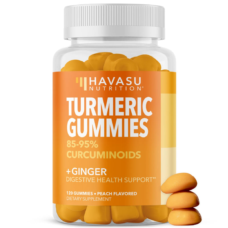 Turmeric Gummies, Peach, 120ct, Digestive & Immune Support for Wellness | Turmeric Gummies with Ginger Root Extract, Digestive Health & Immune Support for Overall Wellness, 2 Month Supply 120 Count (Pack of 1)